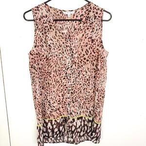 Cabi Top Womens Small Leopard Print Button Front Shell Lightweight Colorful